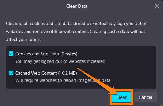 Image from: Clear How to delete cache in Firefox