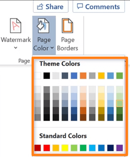 How to change page color in Word Colors page How to change page color in Word