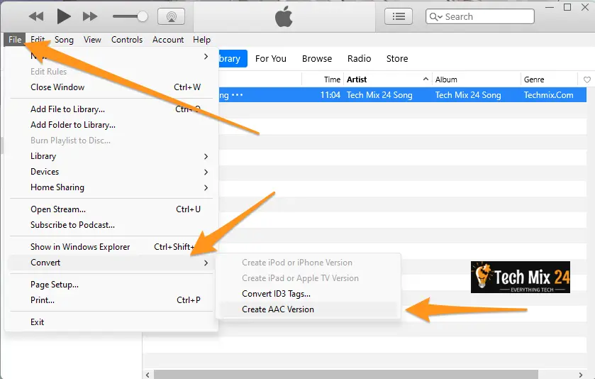 File > Convert > Create AAC