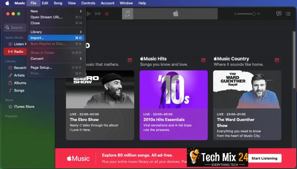 Import the music file