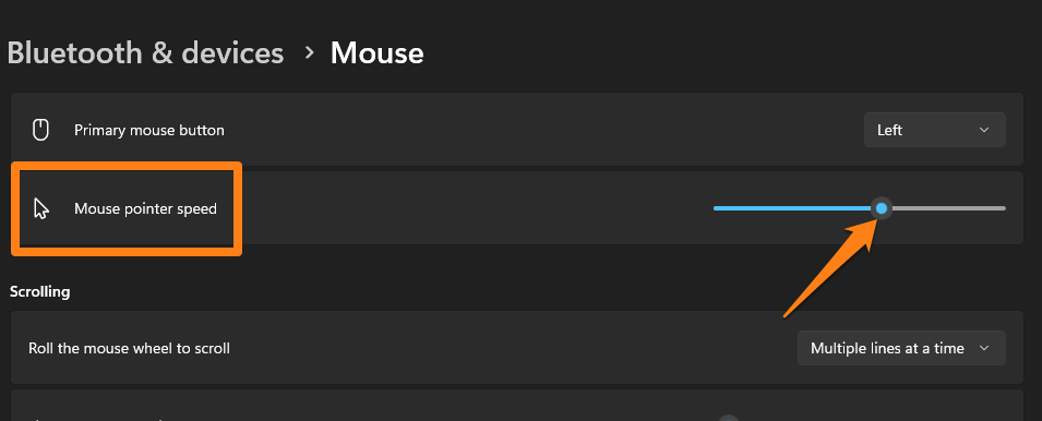 Mouse speed