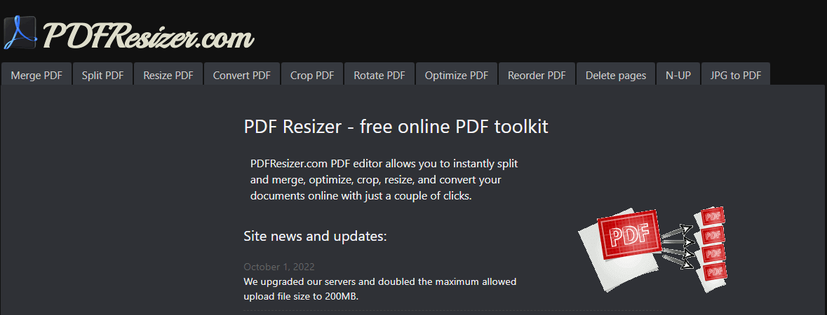 Image from website: PDF Resize