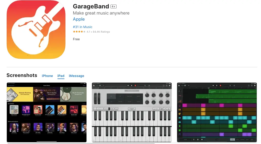 Screenshot from Apple Store