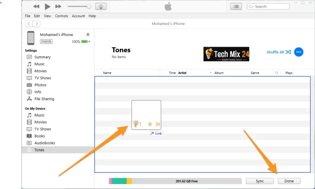 Select the ringtone file in File Explorer
