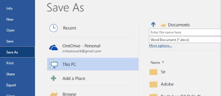 How to convert a PDF file from Word Select the save folder How to convert a PDF file from Word