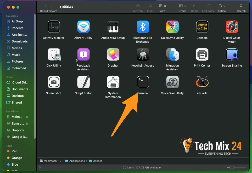 The Utilities page How to open Terminal on Mac in multiple ways