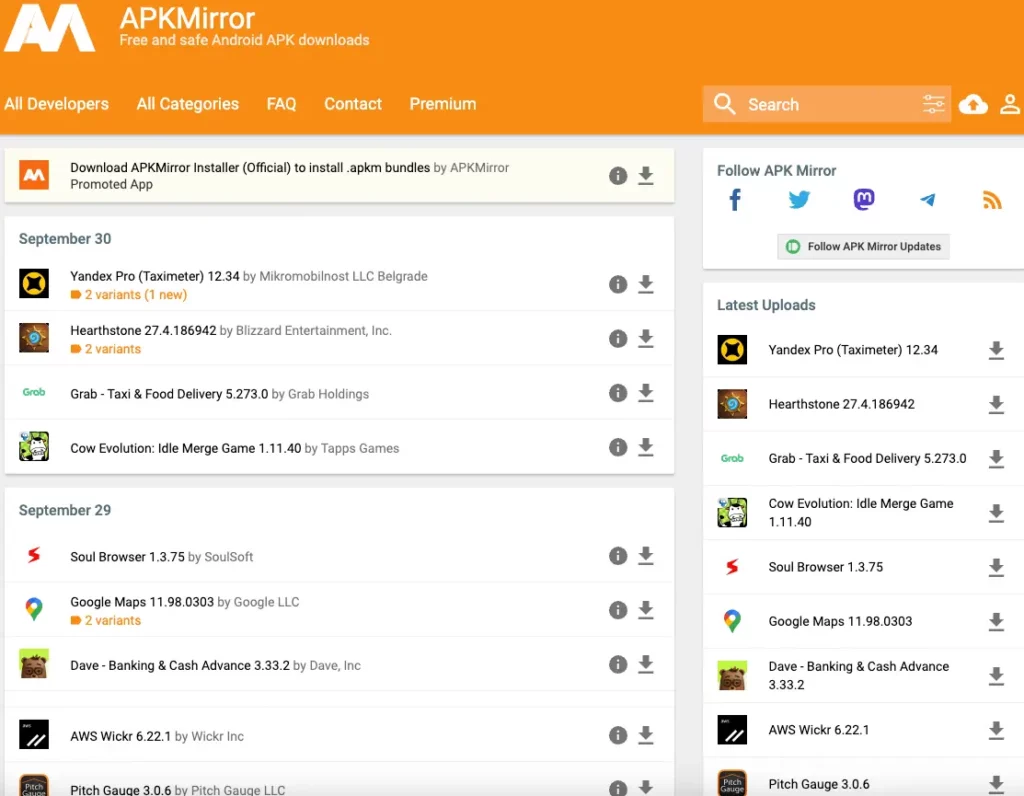 apkmirror : Google Play alternatives: Free and safe APK downloads
