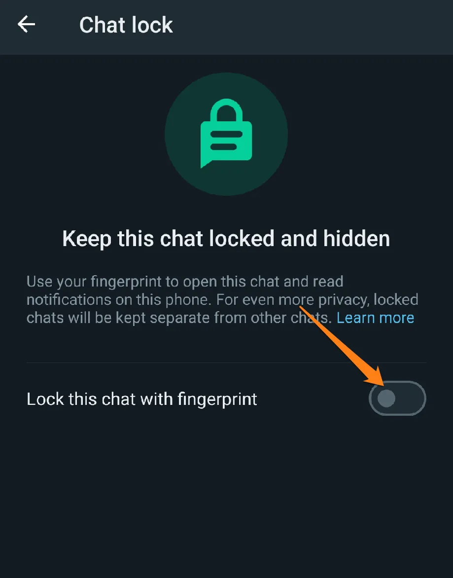 Lock and Hide WhatsApp Chat on Android Image from: chat lock button