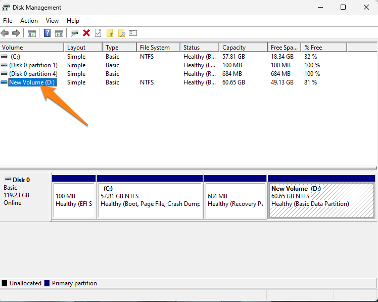 How to remove partition Windows 11 Select the section