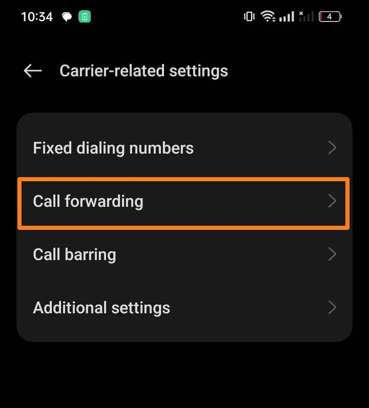 click on Call forwarding