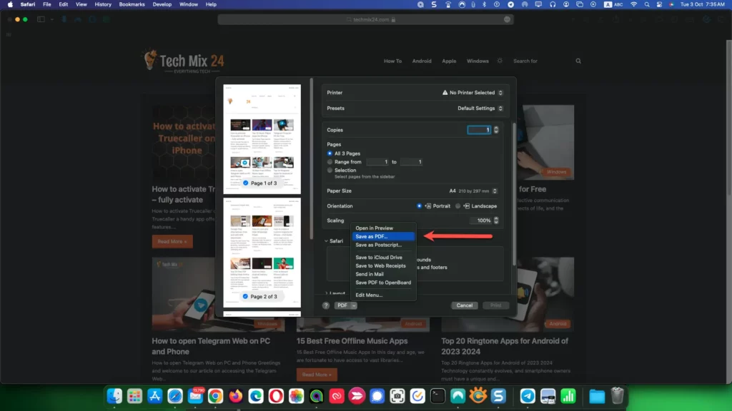 Choose Save as PDF