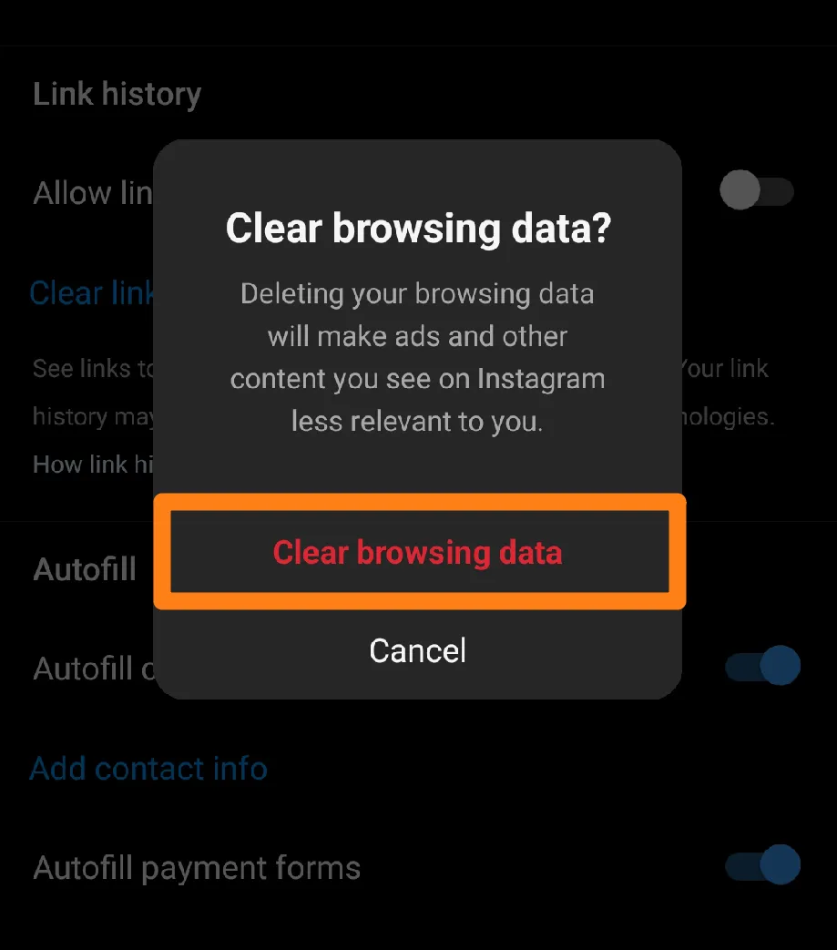 Then confirm to clear browsing data.
