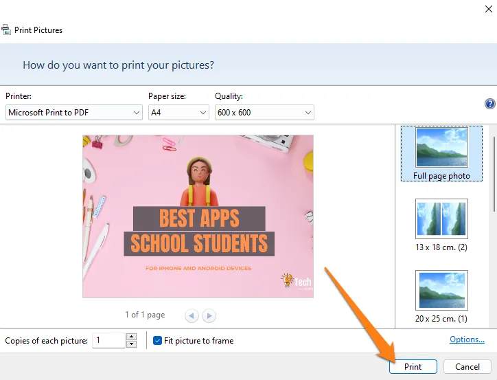 Click Print How To convert PNG to PDF on Windows 11