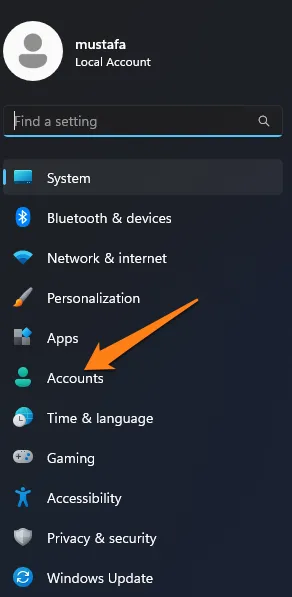 click on Accounts
