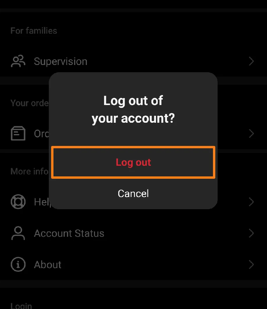 Click on Log Out
