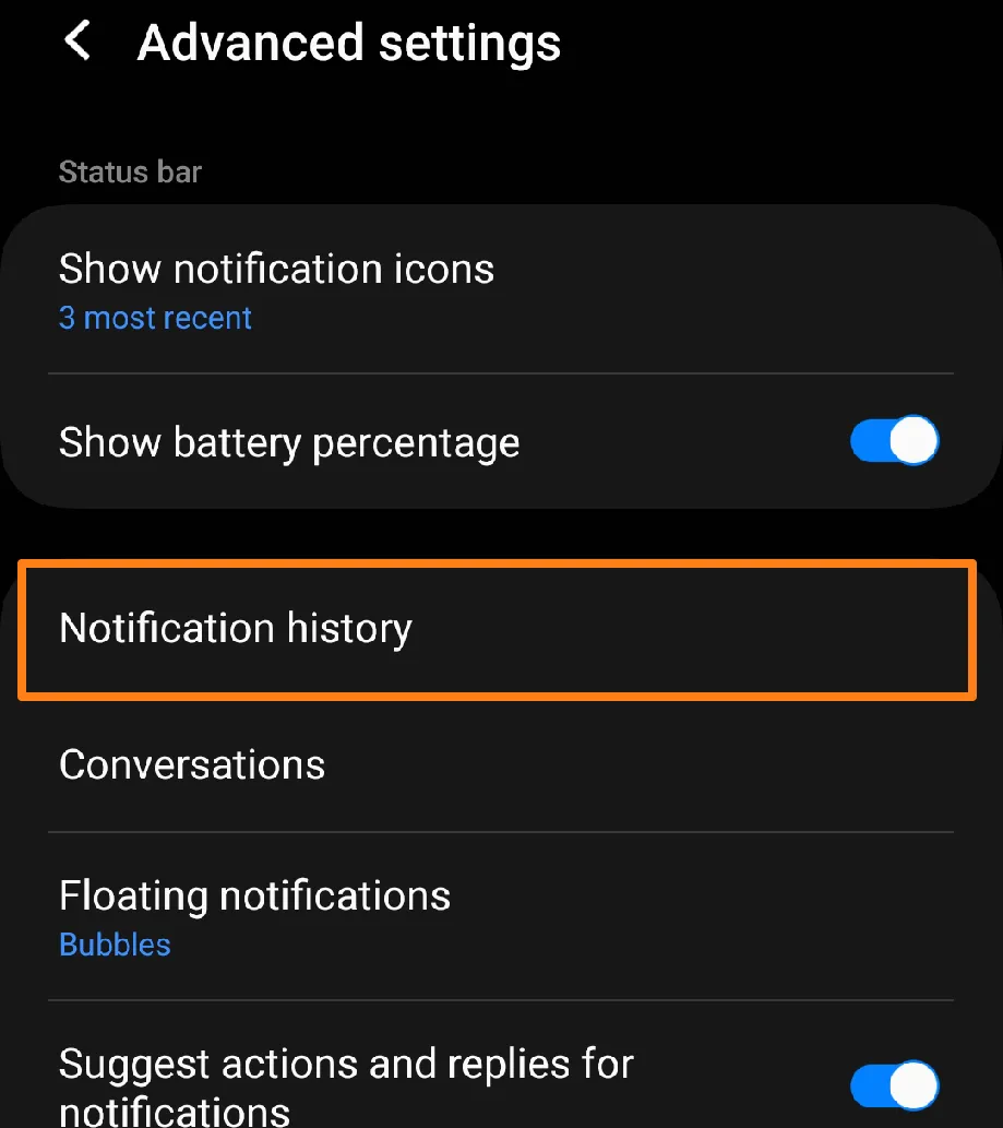 Click on Notification History