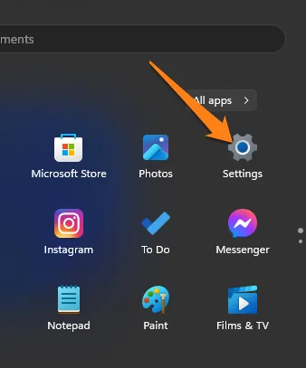 Click on Settings