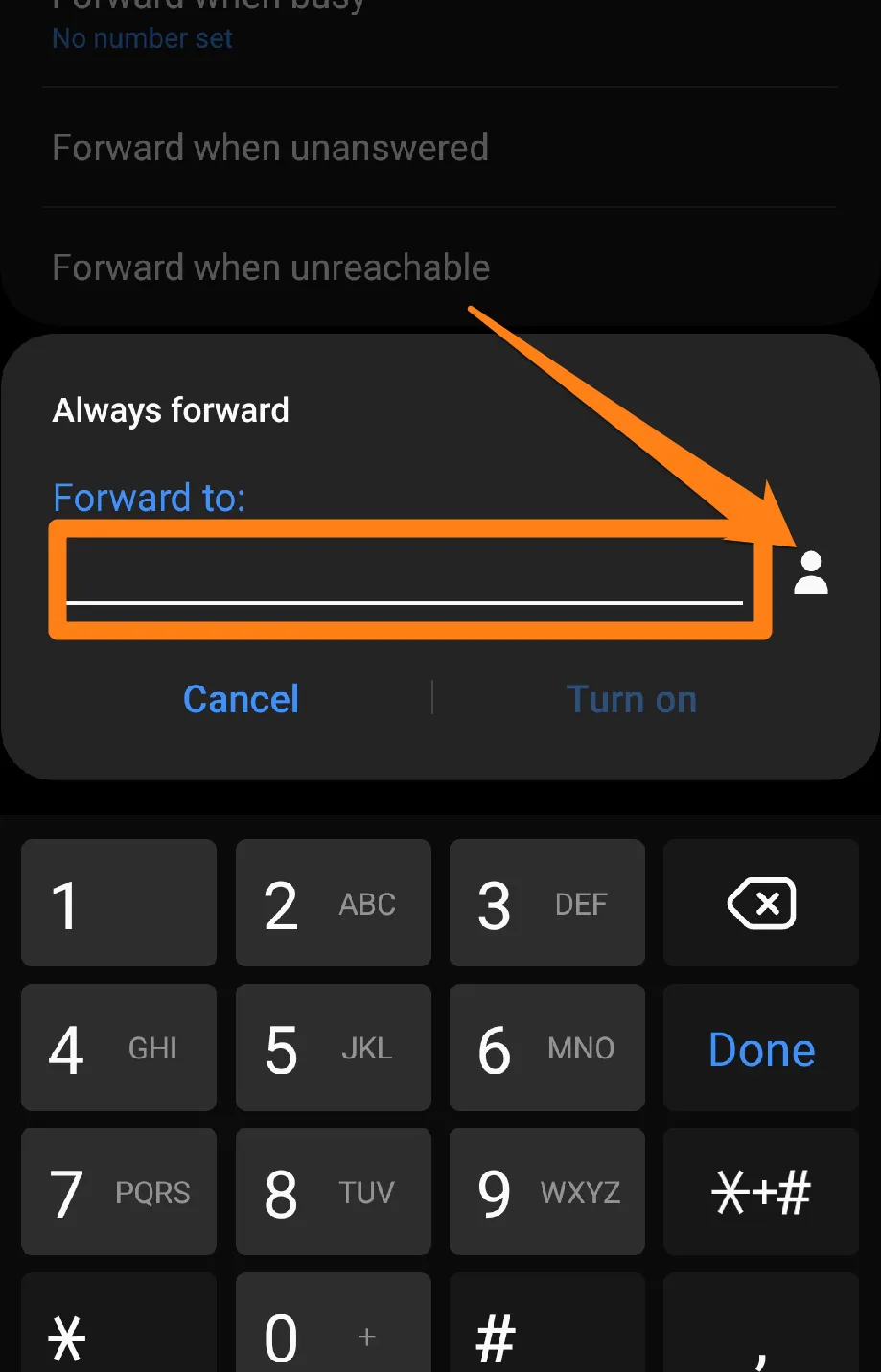 Enter the contact number