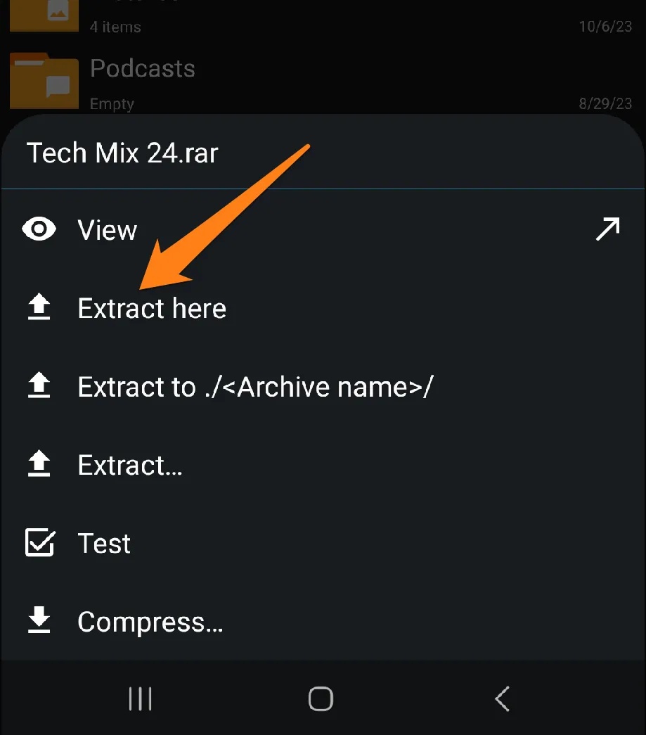 How to unzip files on Android click Extract here How to unzip files on Android