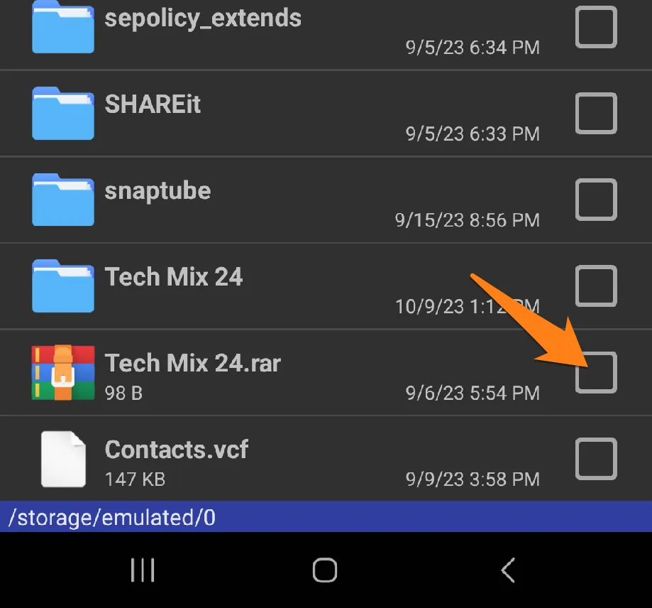 RAR file select How to unzip files on Android
