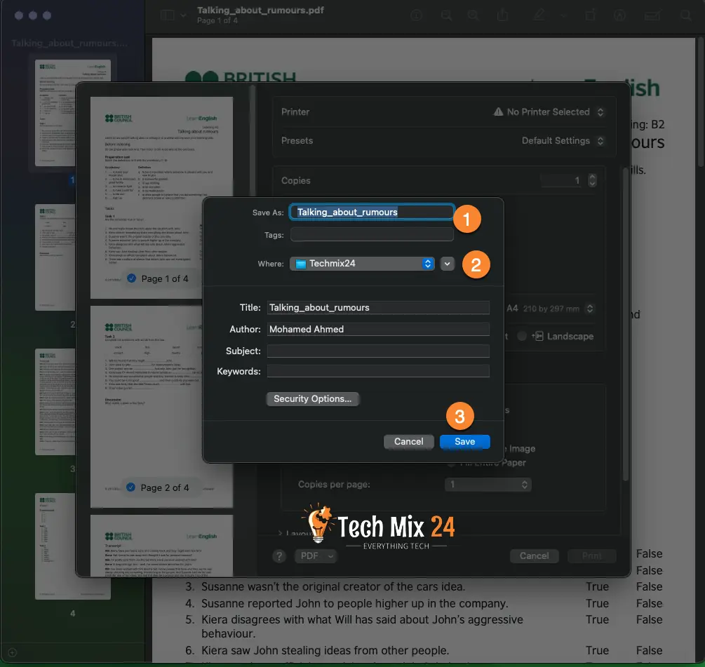 Rename the PDF file and then save the location