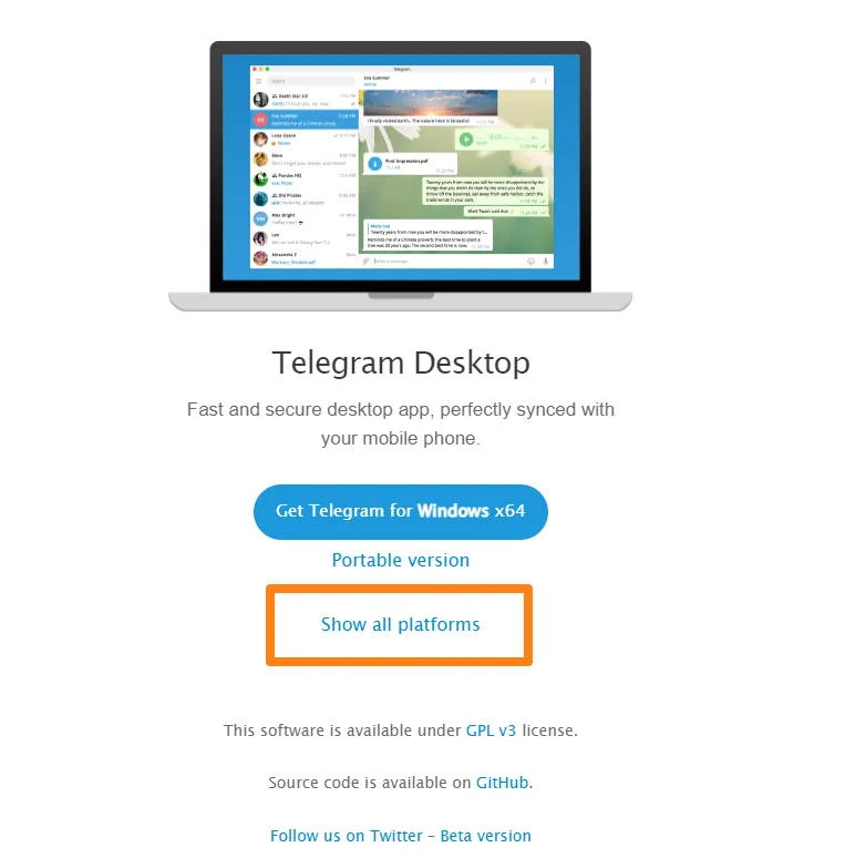 Telegram Program PC for Free Image from: Show all platforms