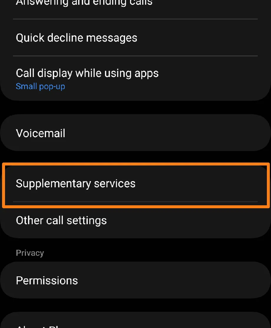 Click on Supplementary services