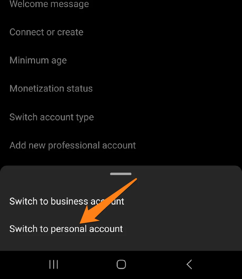 Switch to Personal Account