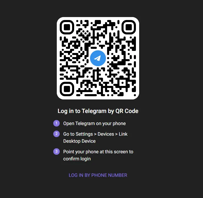How to open Telegram Web on PC and Phone Image from: Telegram Web Barcode