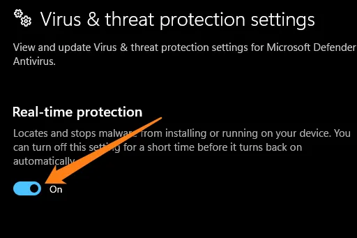 turn off the Real-time protection
