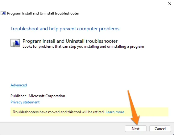 click Next How to Fix Programs Not Installing on Windows 11