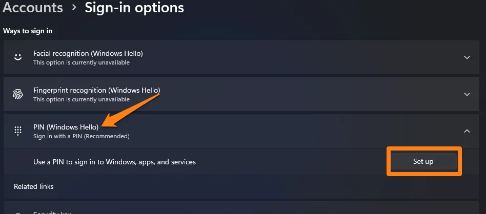Click PIN (Windows Hello)