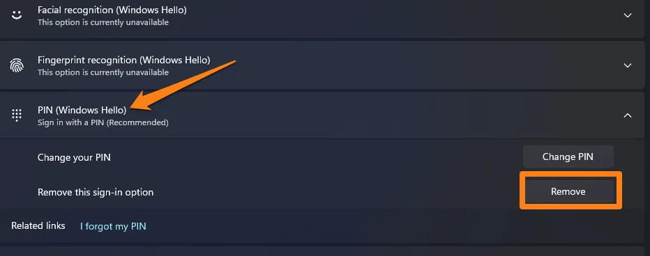 click Remove
