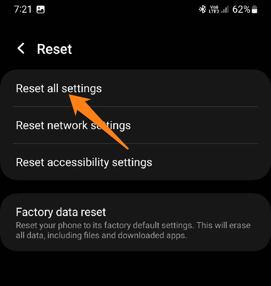 click Reset all settings How To Fix Android Phone Vibrating Randomly