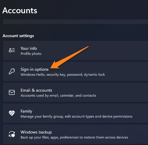 click Sign-In Options