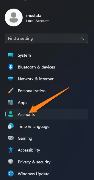 click on Accounts