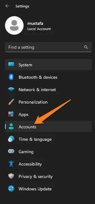 click on Accounts