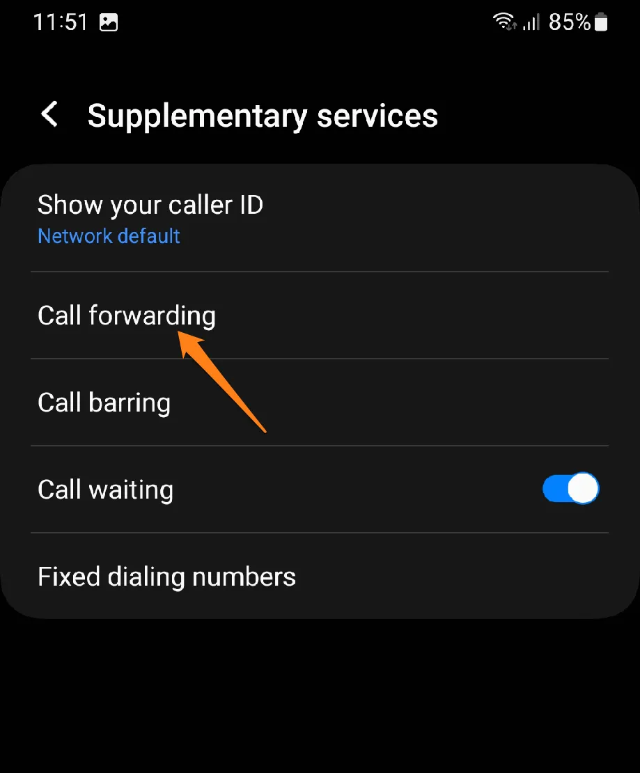 click on Call forwarding