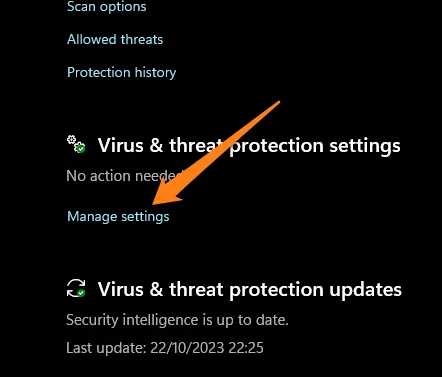 Click on Manage settings