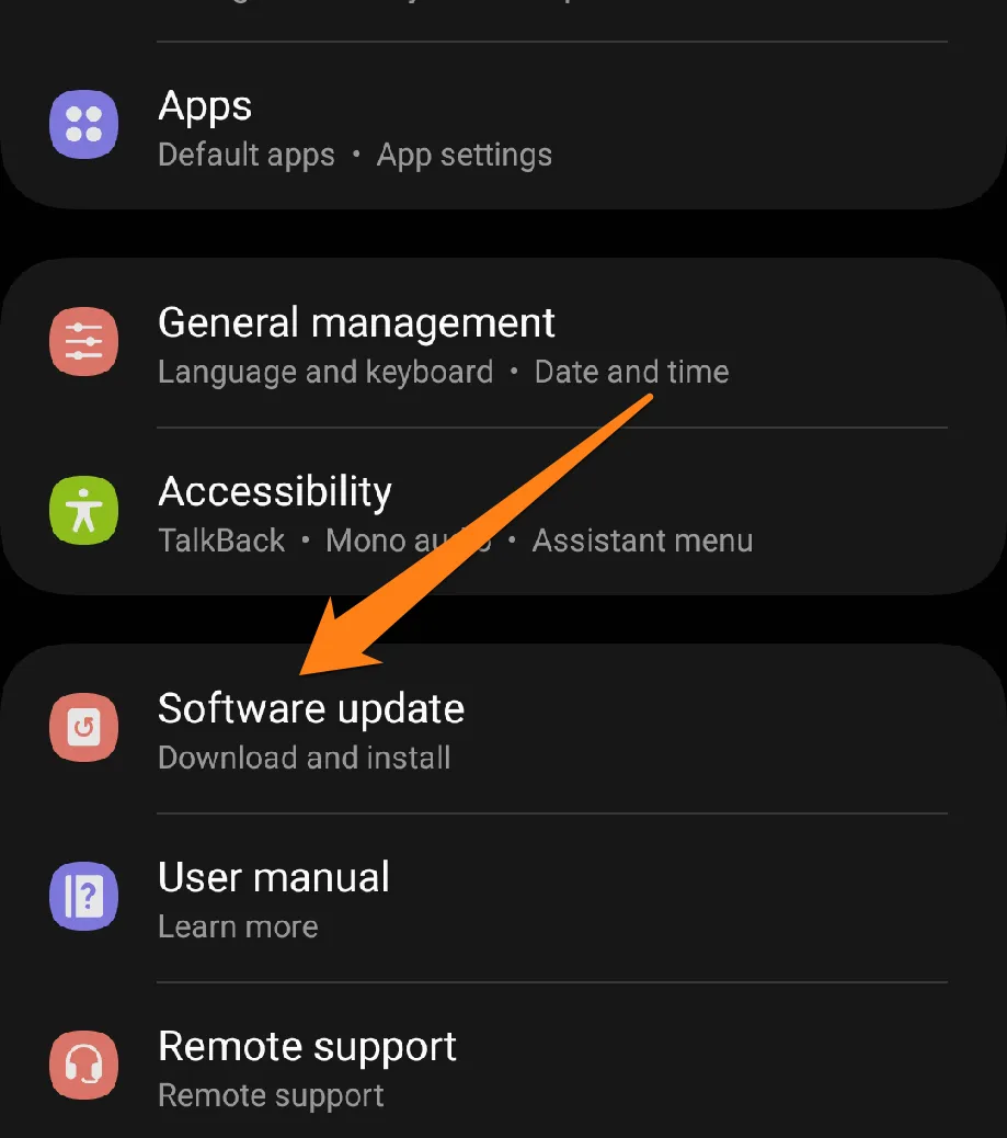 click on Software Update