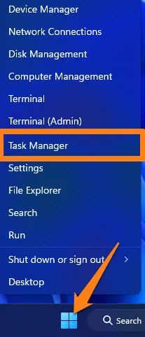 click on Task Manager