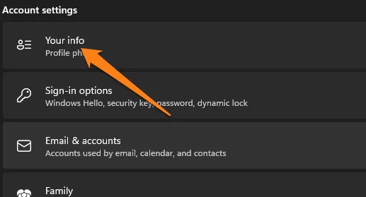 How To Remove Windows 11 Password click on Your Info How To Remove Windows 11 Password