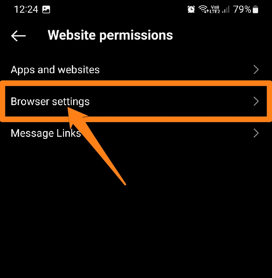 click on browsing settings