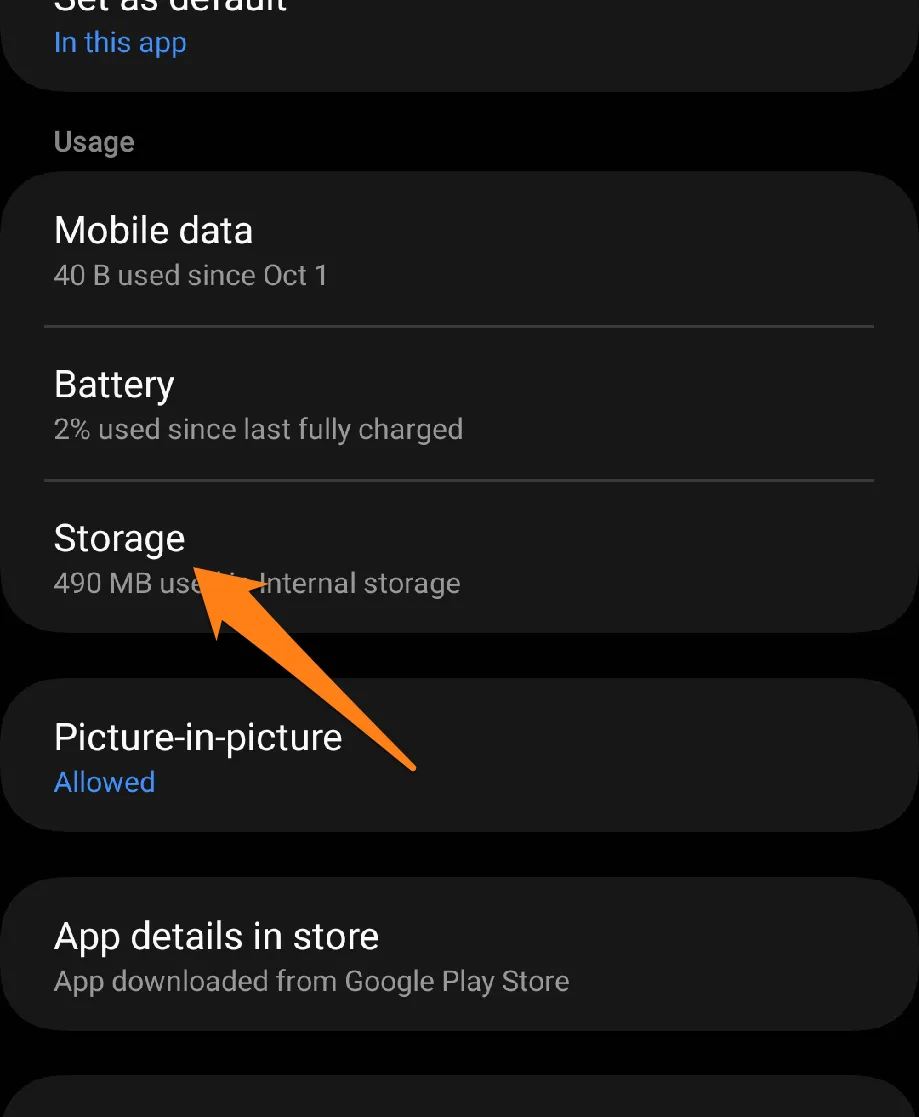 click on storage