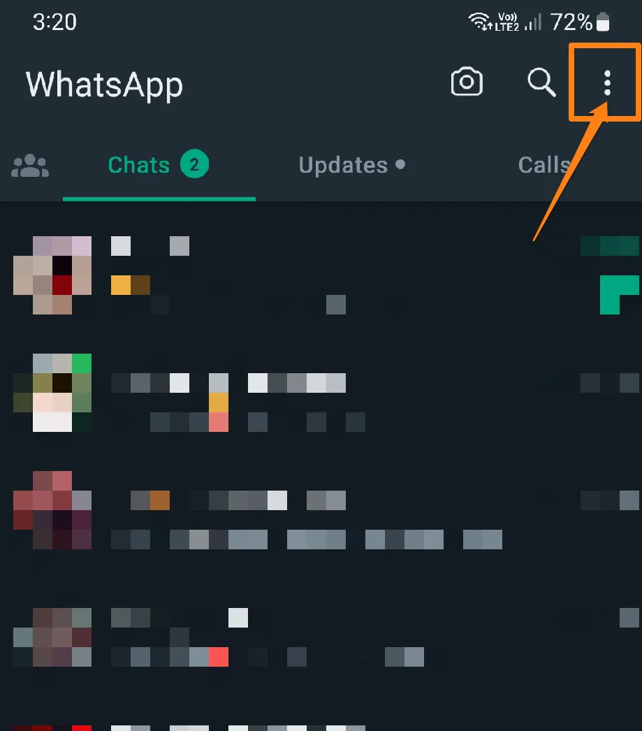 click on the three dots How to disable Last Seen on WhatsApp