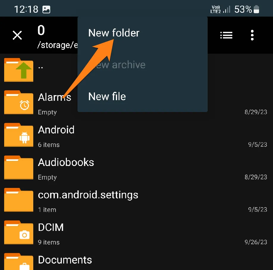 select New Folder How to unzip files on Android
