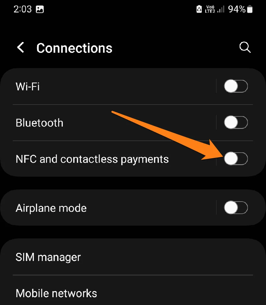 Activate the NFC button How to Use NFC on Android