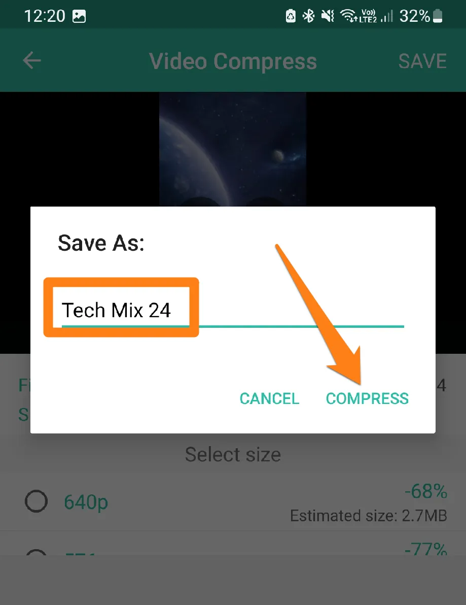 How to Compress Videos on Android Click Compress How to Compress Videos on Android