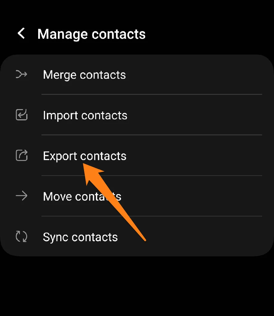 Click Export Contacts How to Transfer Contacts to New Phone
