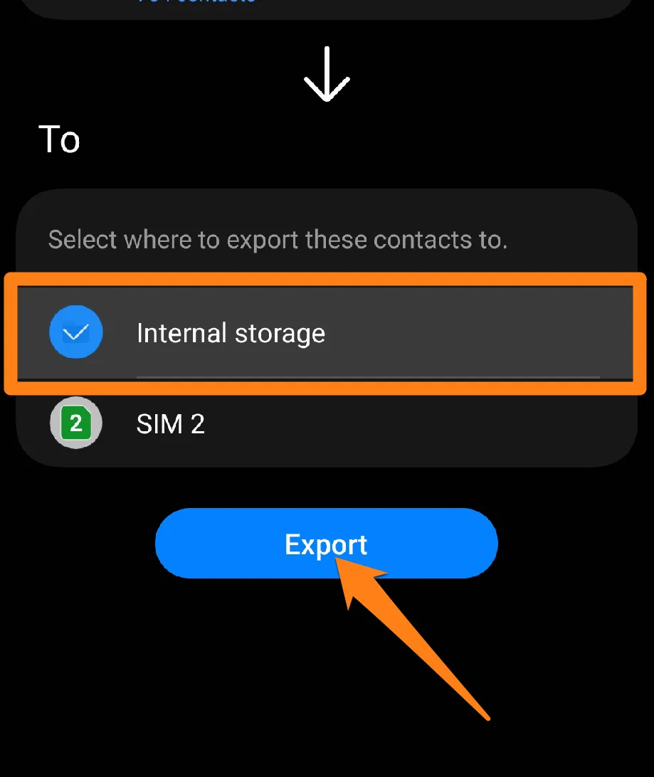 Click Export How to Transfer Contacts to New Phone